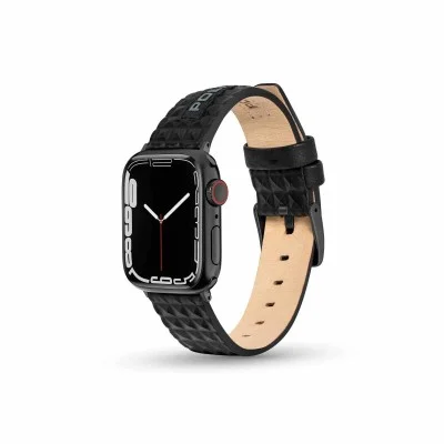 Apple Watch Strap 42/44/45/49 Leather Police - Black